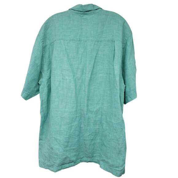 Tommy Bahama Relax Linen Teal Short Sleeve Casual Button Down Shirt XL - Picture 2 of 10